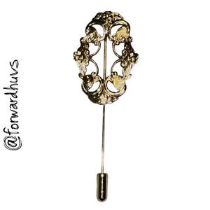 Vintage Gold Tone Hat Pin – Filigree Scrollwork Design – 2.75”